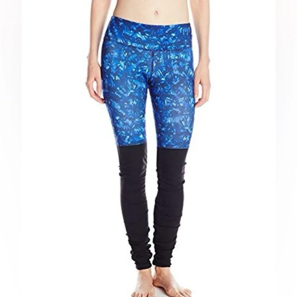 Alo Goddess Ribbed Leg Warmer Legging Blue Kaleidoscope Black Sz‎ XXS Yoga Pants